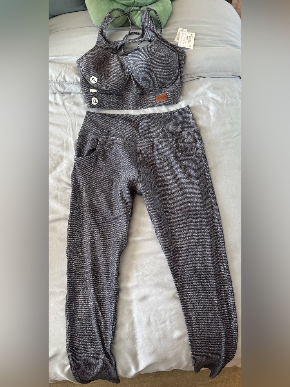 Black “Denim” Matching Sports Bra and workout pants set